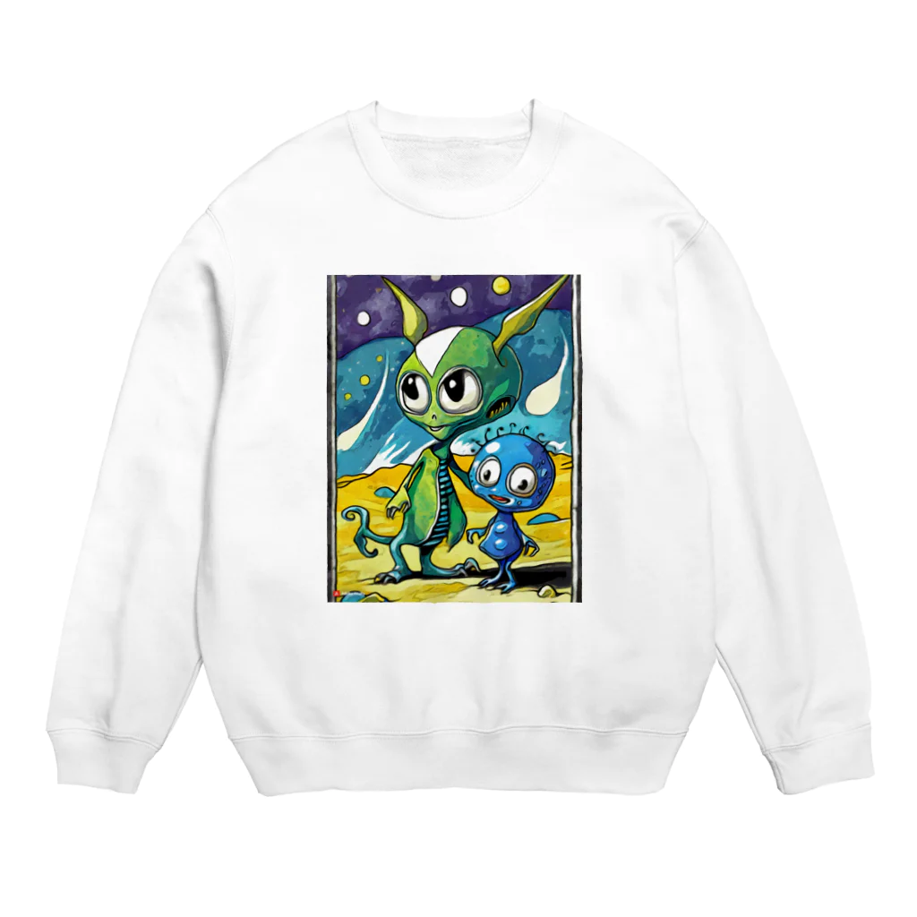 Paonのズーの可愛い宇宙人 Crew Neck Sweatshirt