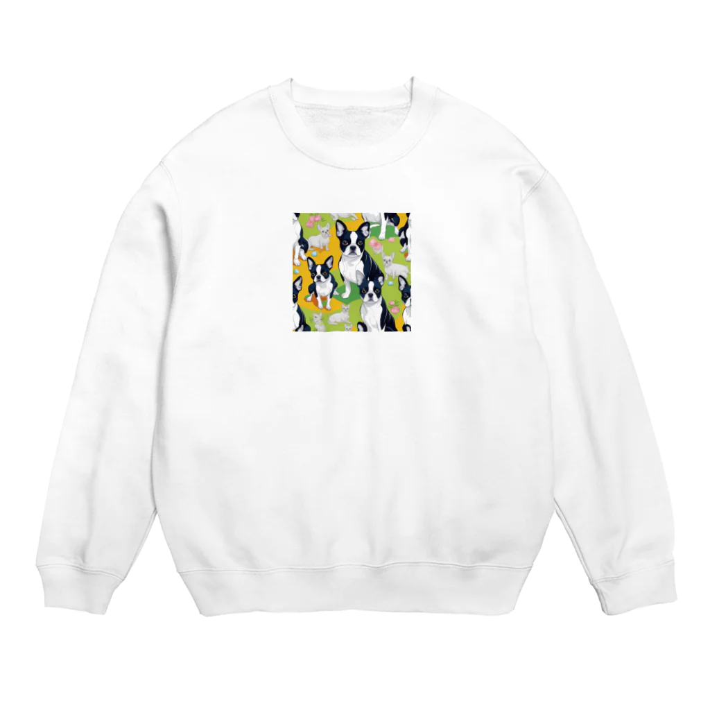 guppy_papaのボストンテリアの魅力がたっぷり！思わず笑顔がこぼれるアートグッズ！ Crew Neck Sweatshirt