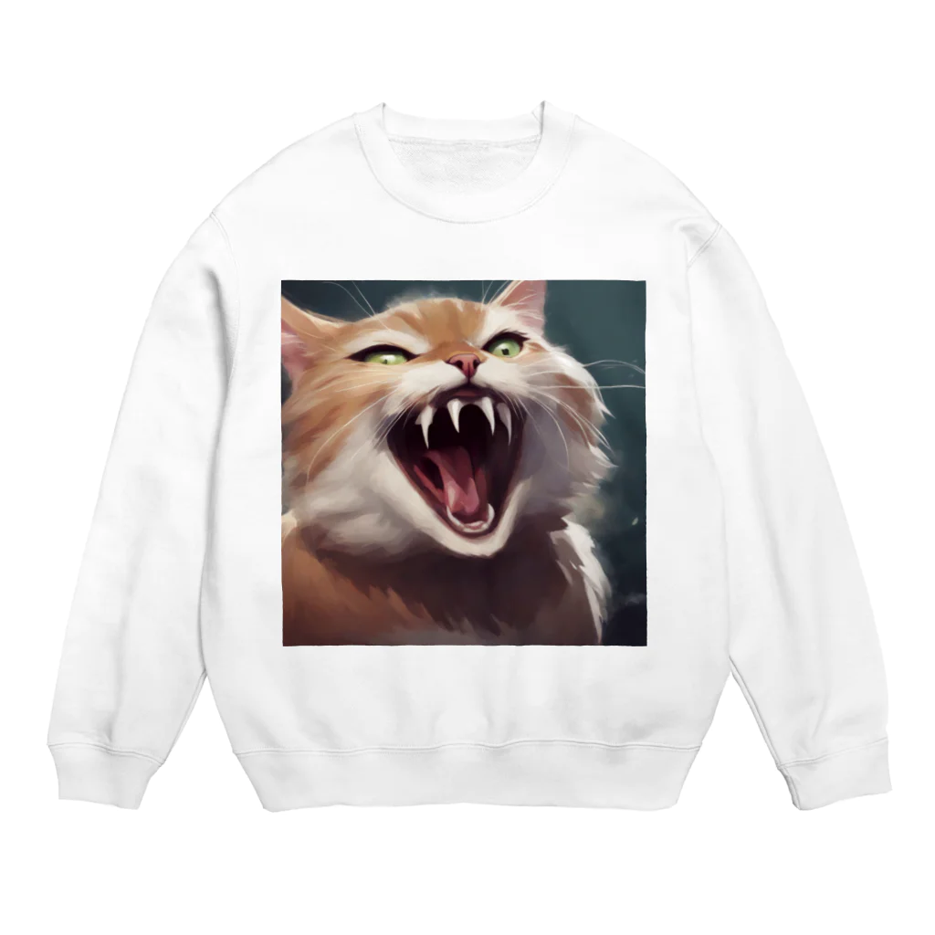 oekakishopのシャーッする猫 Crew Neck Sweatshirt