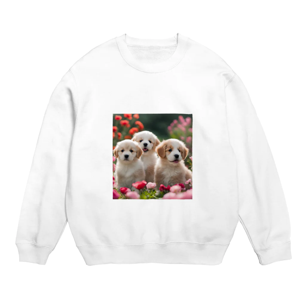 ぱむぱむのかわいい仔犬のグッズ Crew Neck Sweatshirt