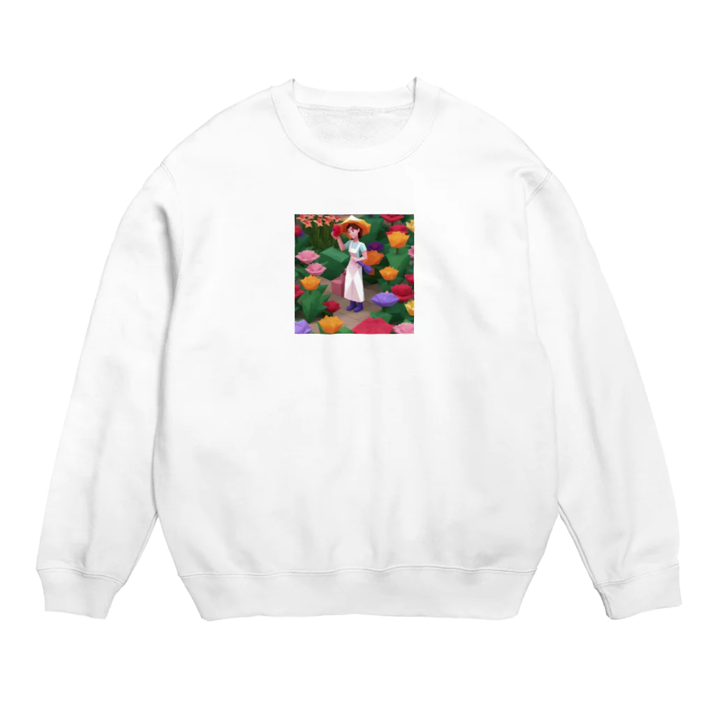 田舎老人只爺のガーデニングしている美人 Crew Neck Sweatshirt