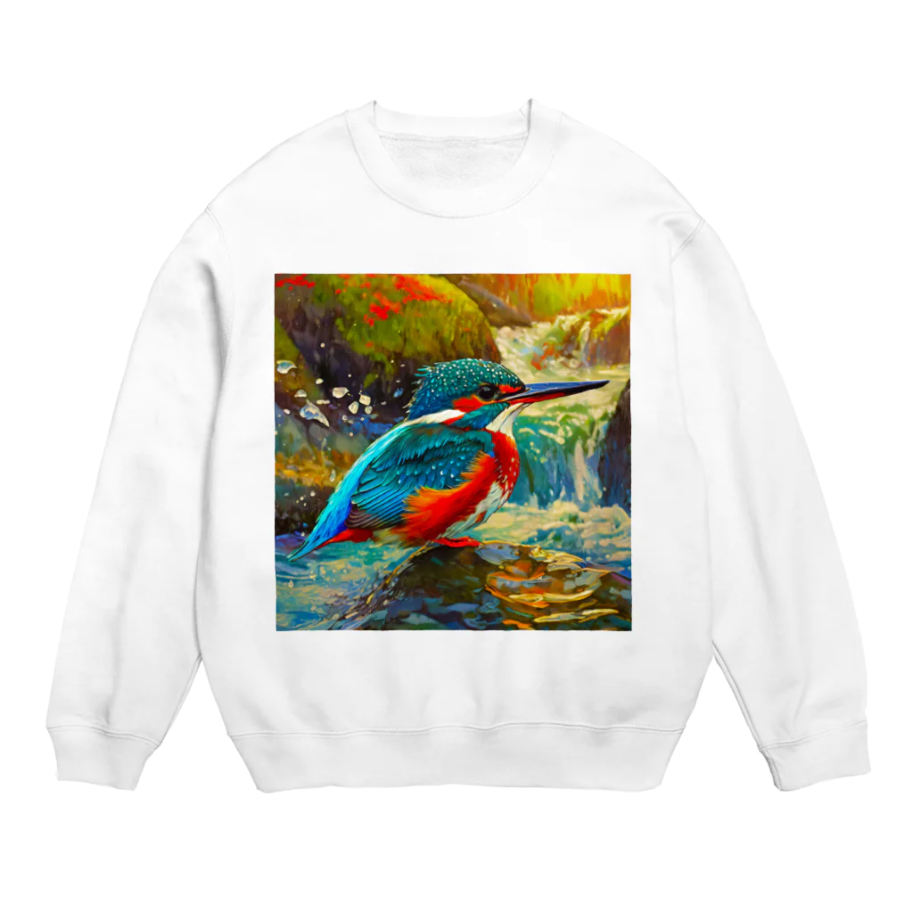 自然大好きの渓流のカワセミ Crew Neck Sweatshirt