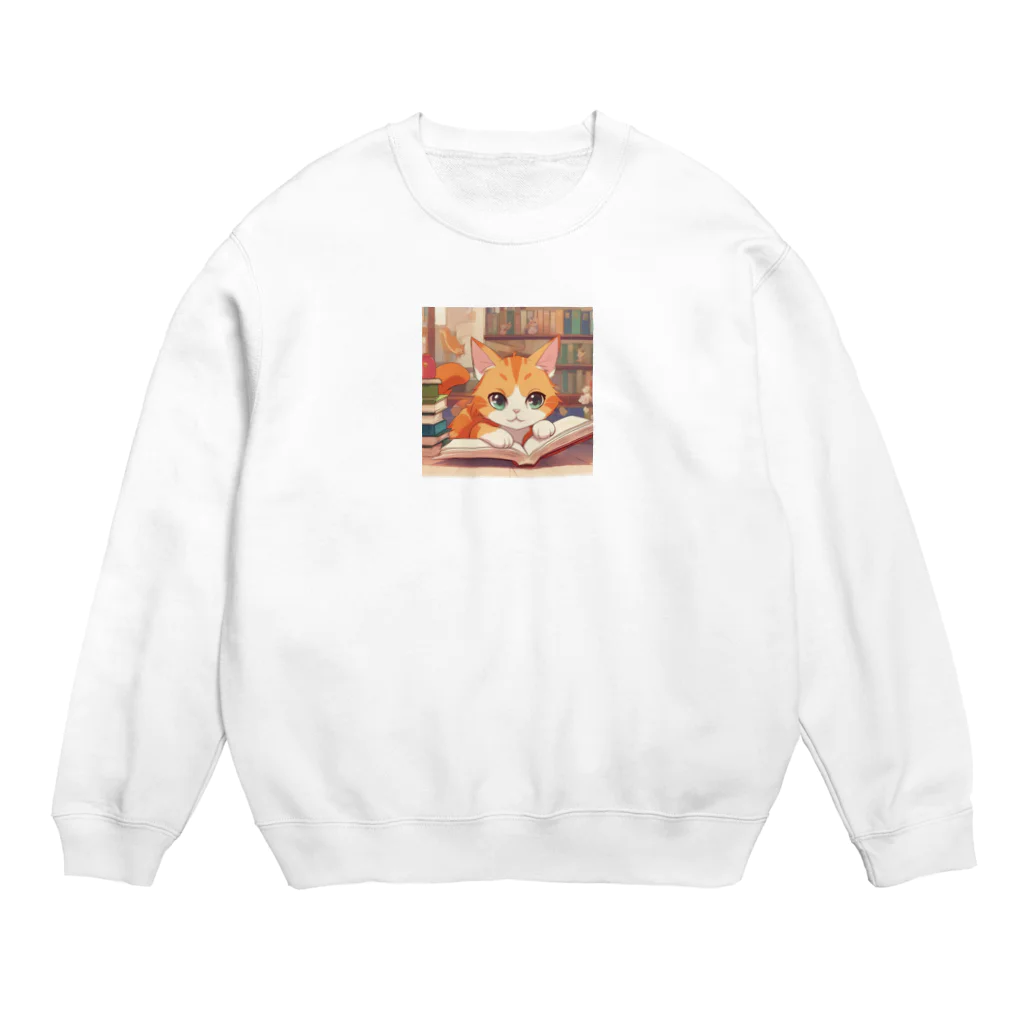 星パンダショップのほんよみかんねこ Crew Neck Sweatshirt