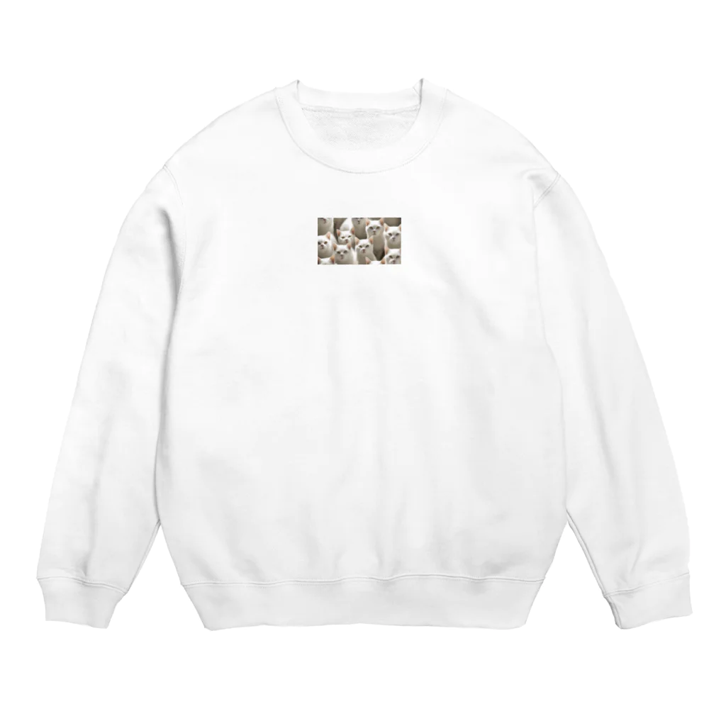 kiryu-mai創造設計の白猫ぎっしり Crew Neck Sweatshirt