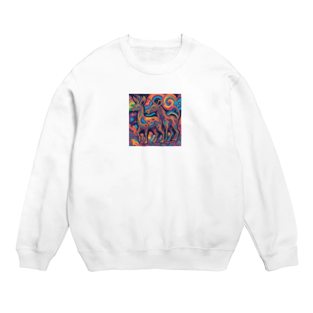 サイケデリックな世界の奇妙な動物達 Crew Neck Sweatshirt