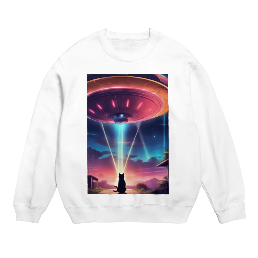 ParadigmStar　パラダイムスターのUFOに遭遇!? 不思議な猫のキャトルミューティレーション！👽🐱✨ Crew Neck Sweatshirt