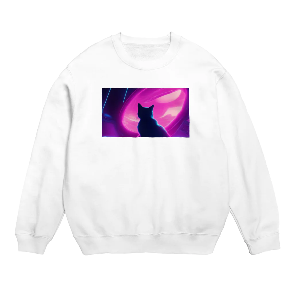 ParadigmStar　パラダイムスターの空に思いはせる猫 Crew Neck Sweatshirt