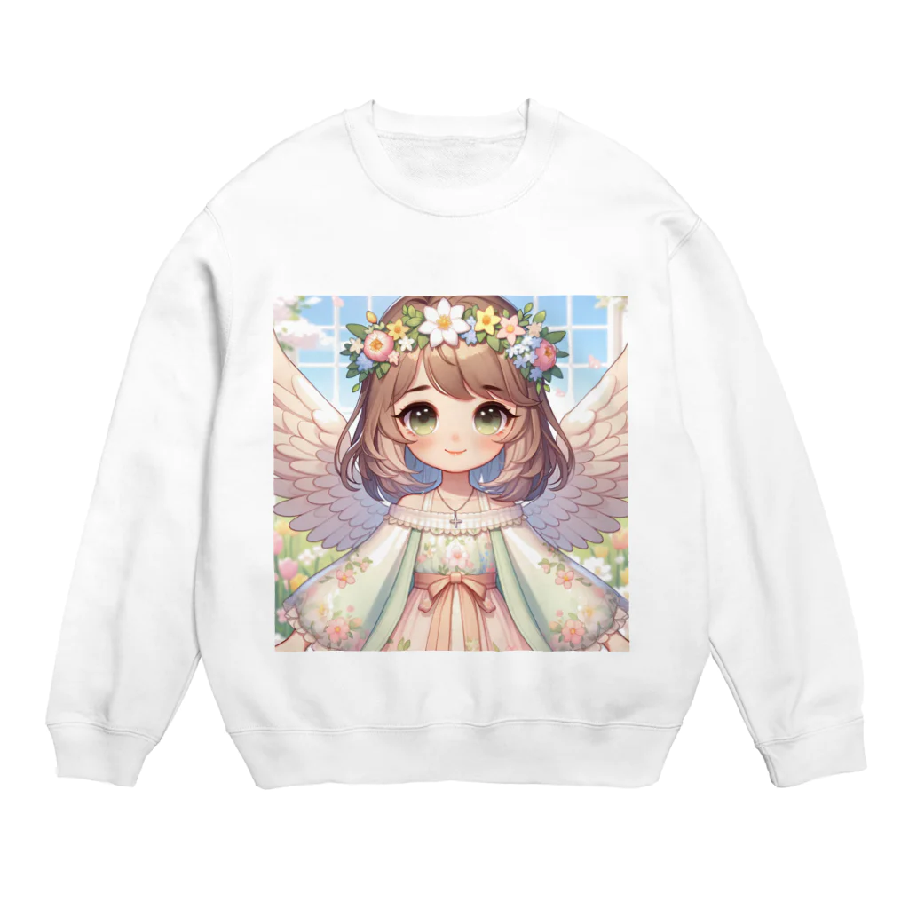 the blue seasonの春の使者：花冠を纏う天使の微笑み Crew Neck Sweatshirt