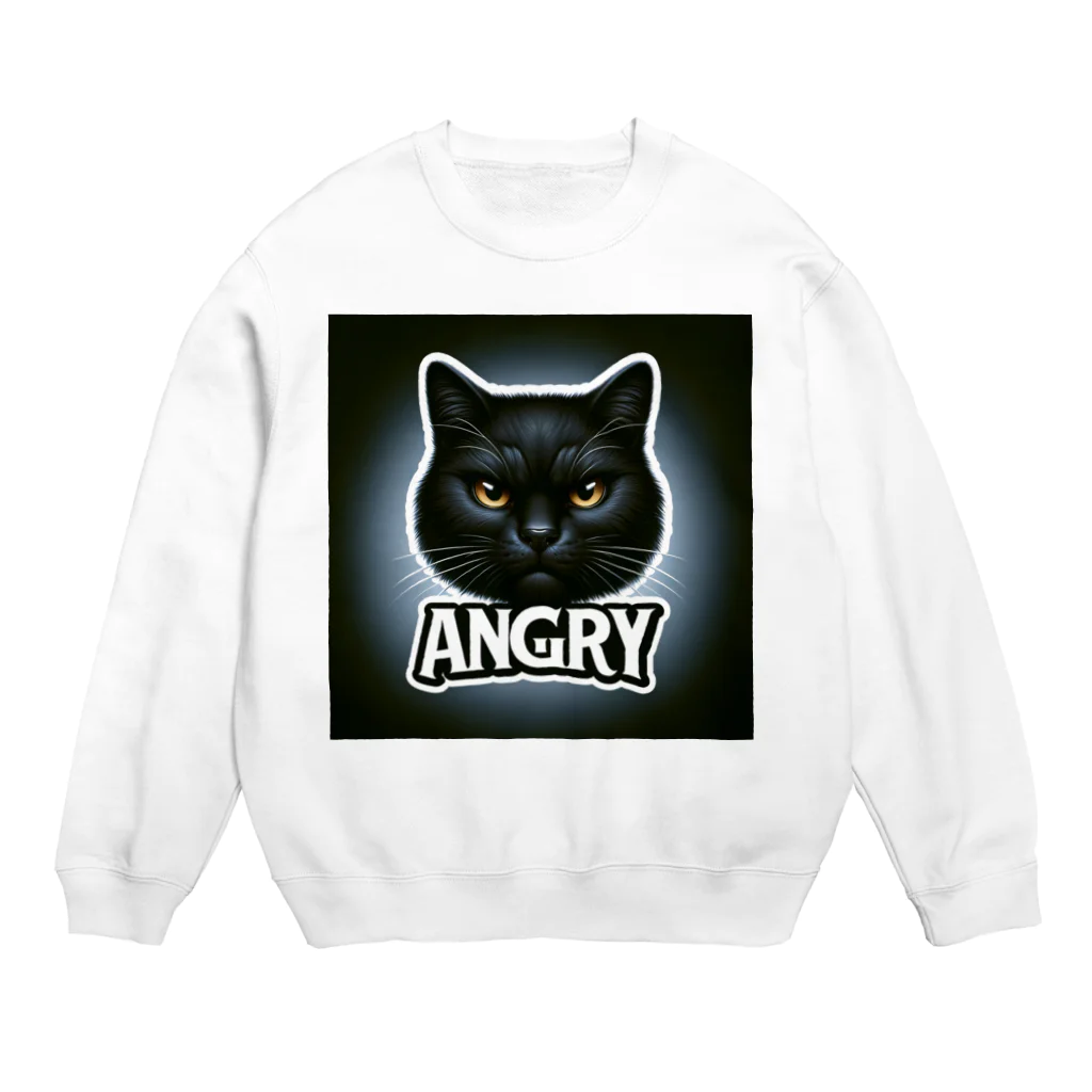 same_sharkのアングリー黒猫シリーズ Crew Neck Sweatshirt