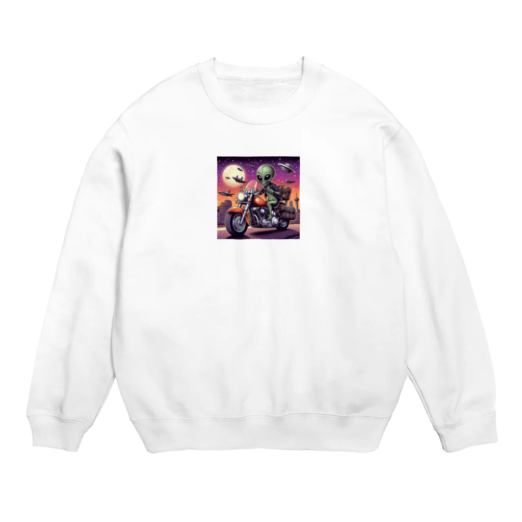 おふざけのバイク宇宙人2 Crew Neck Sweatshirt