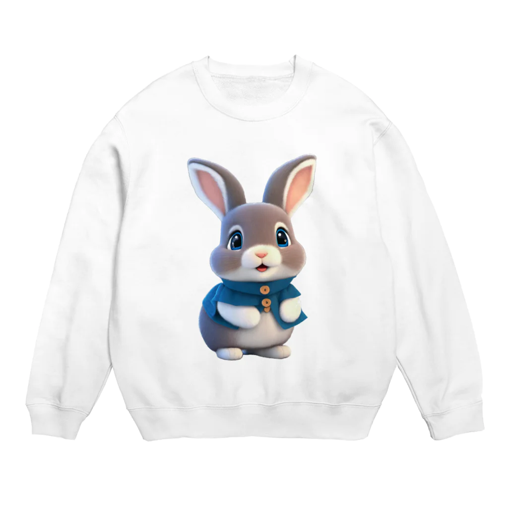 ぱんだまんの３Dウサギ Crew Neck Sweatshirt