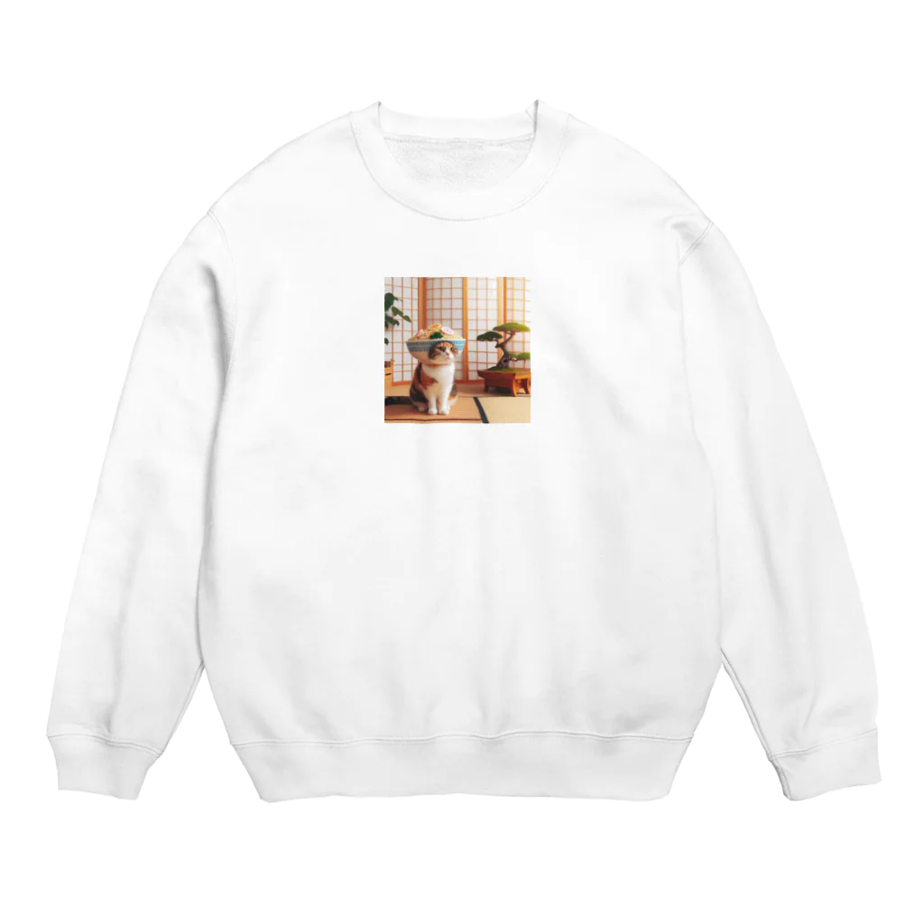 ベルギービールバー麦酒本舗公式グッズのラーメン猫２ Crew Neck Sweatshirt