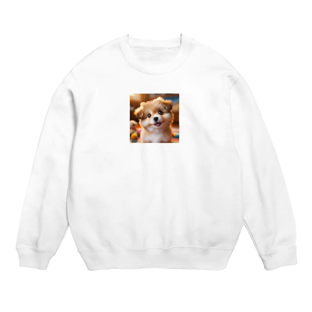 nick613の愛らしい小型犬が微笑みながらカメラに向かっている Crew Neck Sweatshirt