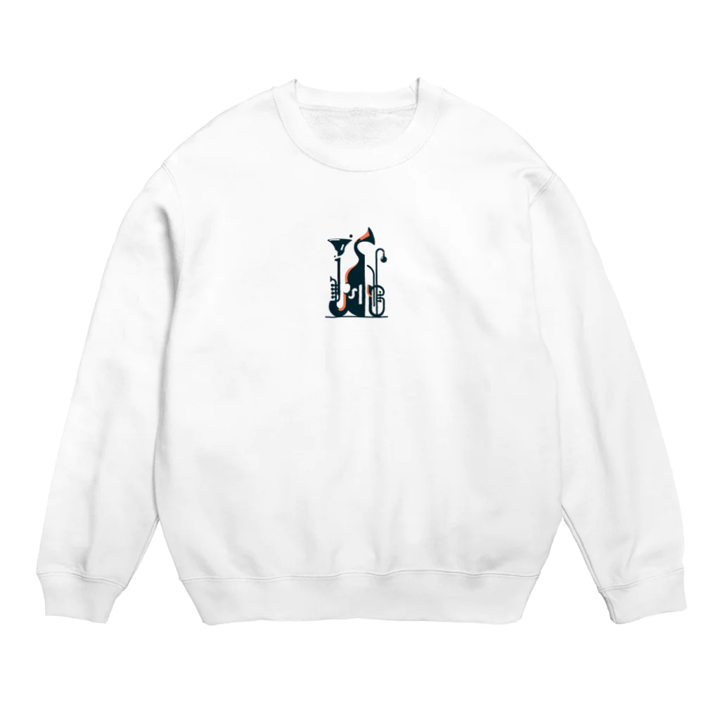 Yudanのアブストラクトな楽器のシルエット Crew Neck Sweatshirt