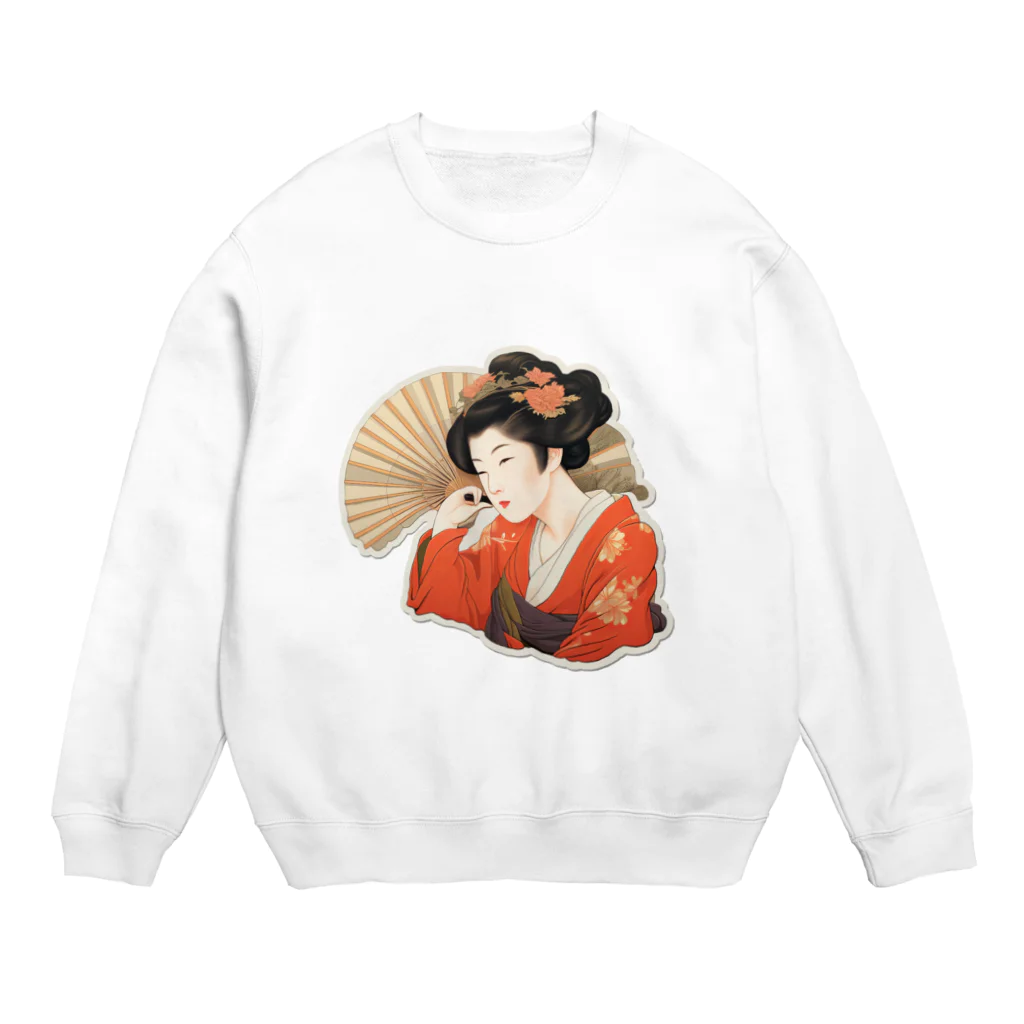 manyou-lab_Ukiyo-eの浮世絵 美人画 Ukiyoe beauty painting [UB-MJ52-SR001-0001] Crew Neck Sweatshirt