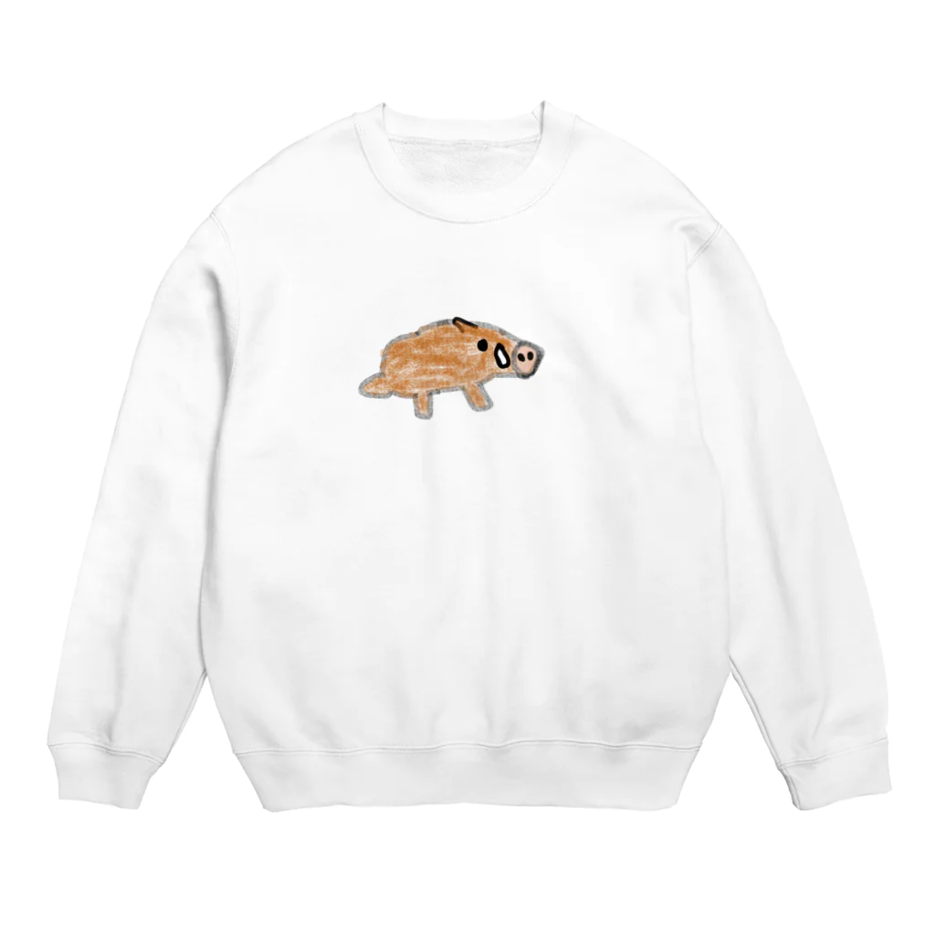 ミラくまの手書きのイノシシ Crew Neck Sweatshirt