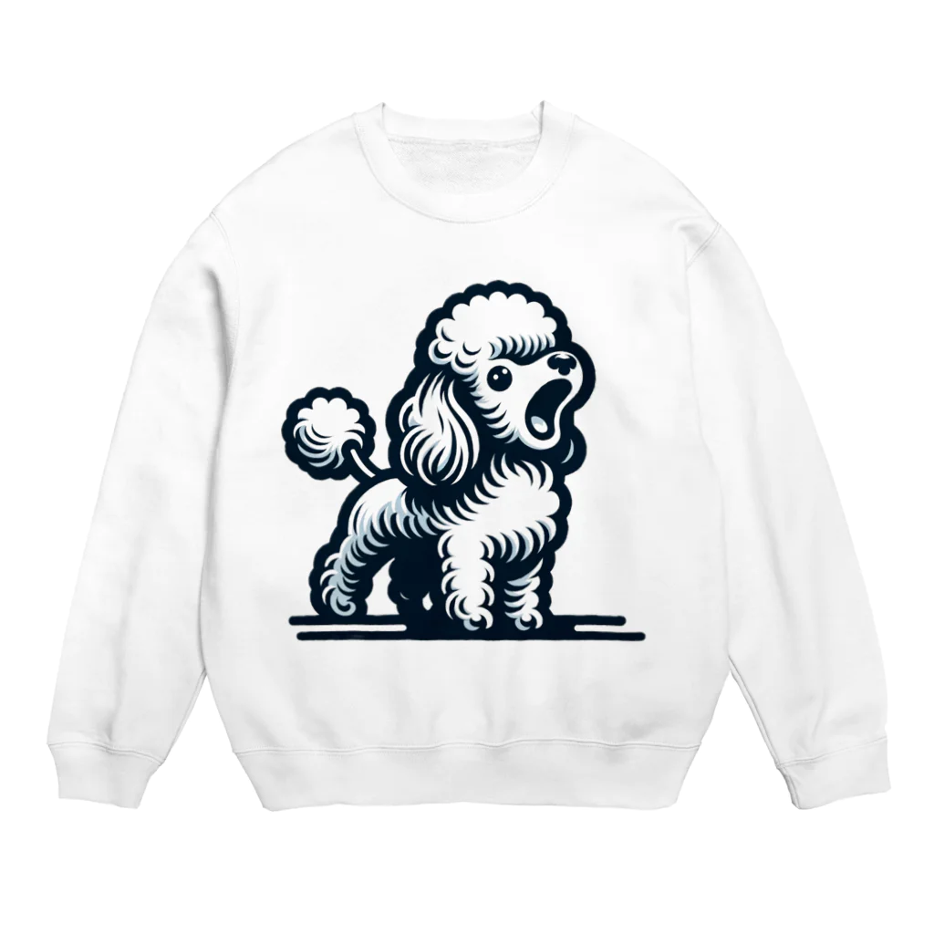 Tokyo_Doodleのもふもふアプリコット　トイプードル　ほえる Crew Neck Sweatshirt