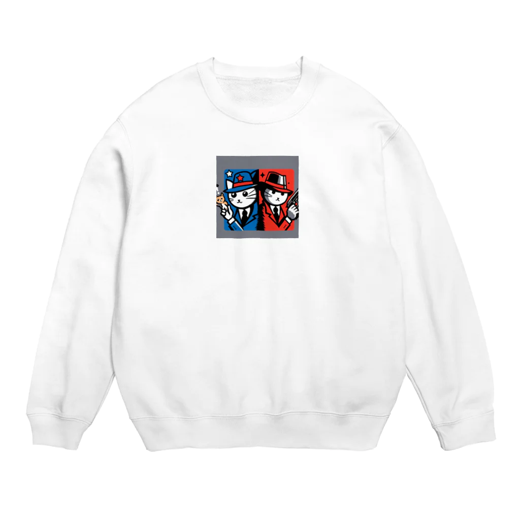 はまみるのライバル同士の猫 Crew Neck Sweatshirt