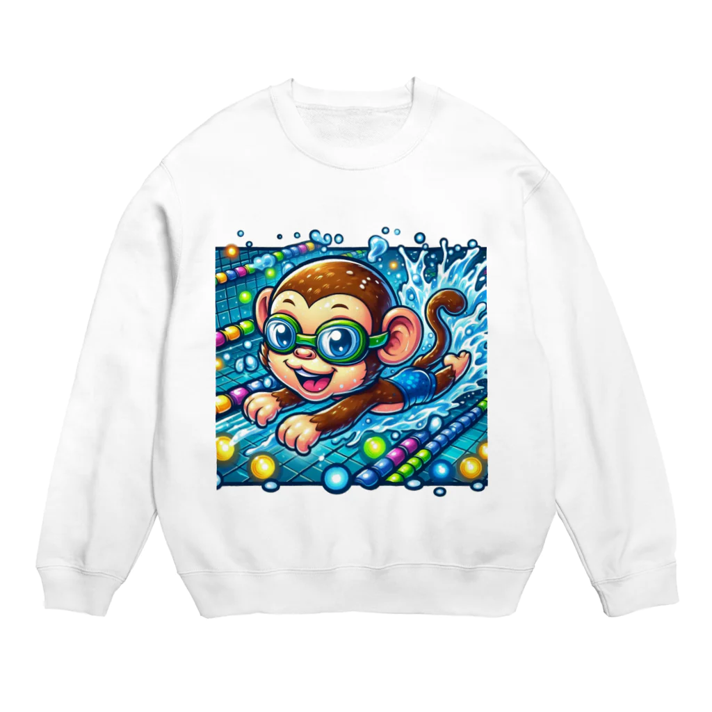 アニマルキャラクターショップのSwimming monkey Crew Neck Sweatshirt