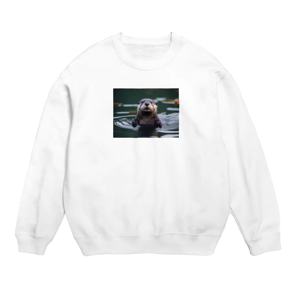 「動物ミリ屋」のカワウソのパーくん Crew Neck Sweatshirt