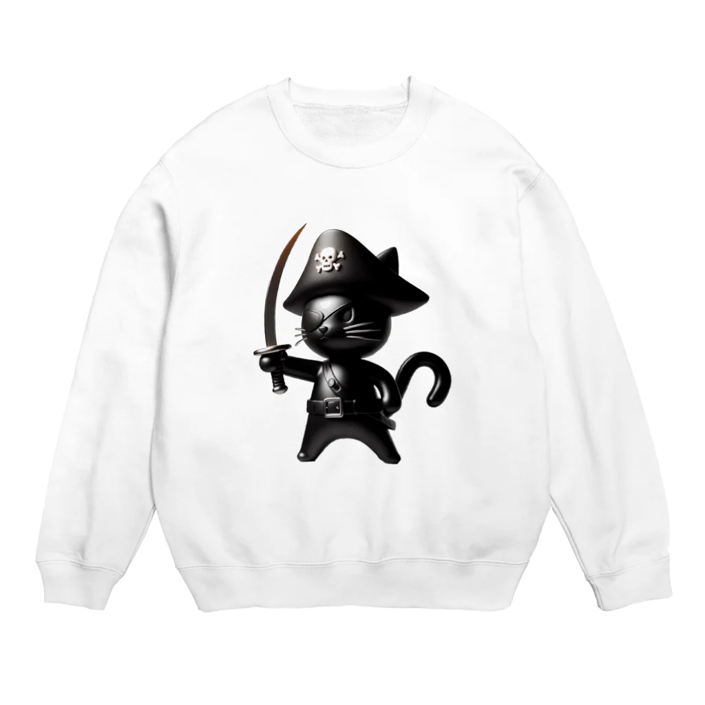 NO CAT NO LIFE の猫×海賊×フィギュア風 Crew Neck Sweatshirt