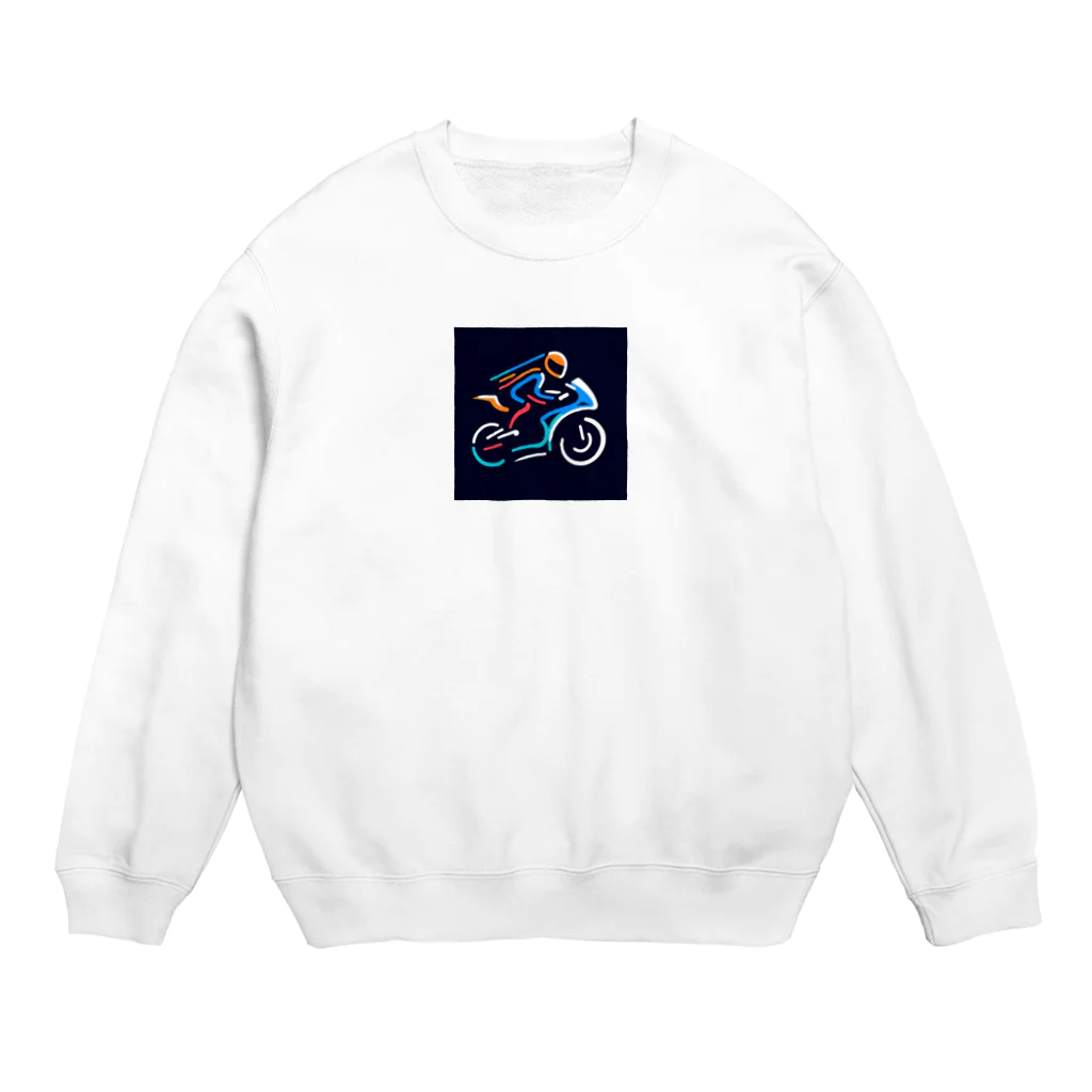 justraverのラインアートバイク（スーパーバイク） Crew Neck Sweatshirt