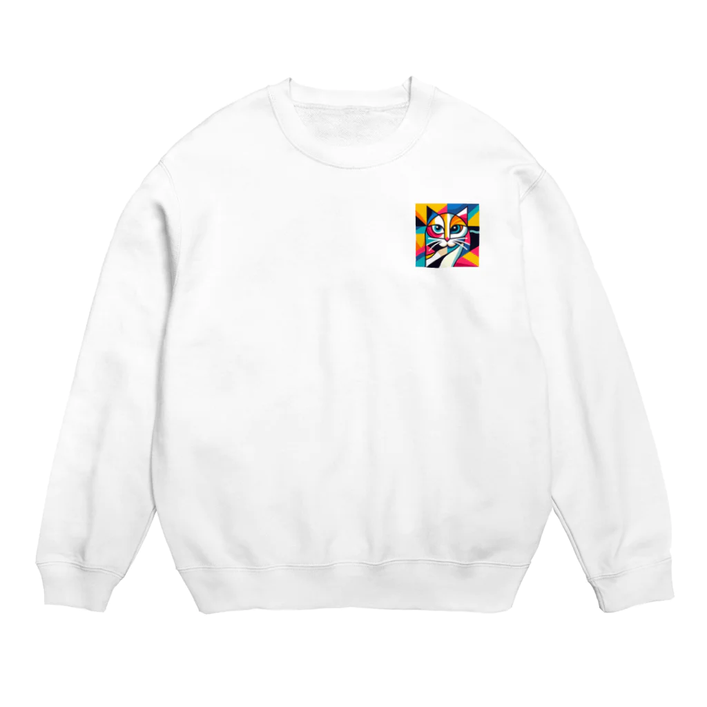 大人かわいい動物の世界のカラフル猫 Crew Neck Sweatshirt