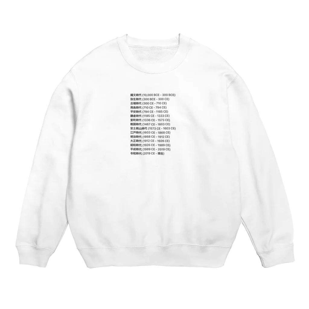 コロ助の日本の年号一覧 Crew Neck Sweatshirt