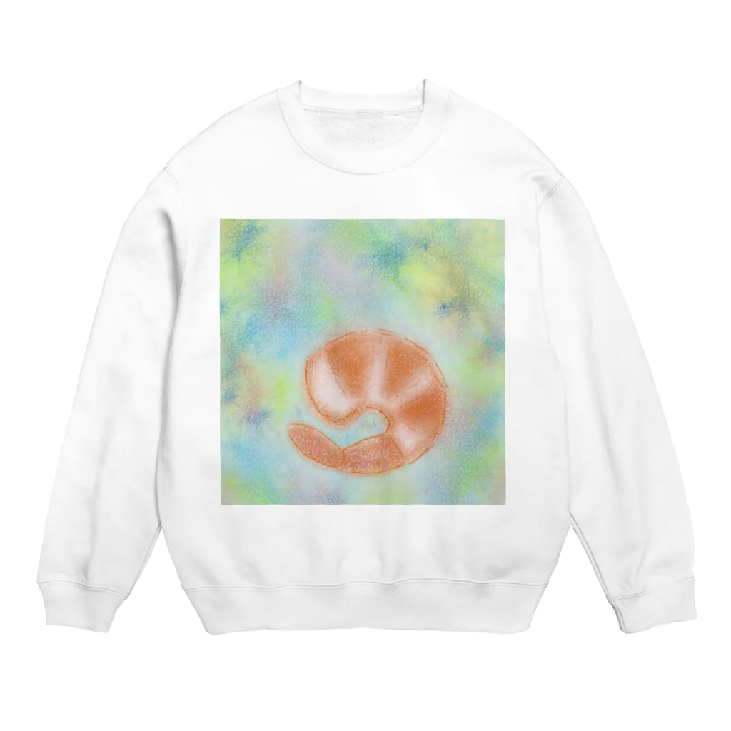 えび3尾のエビ 春の宇宙に行く Crew Neck Sweatshirt