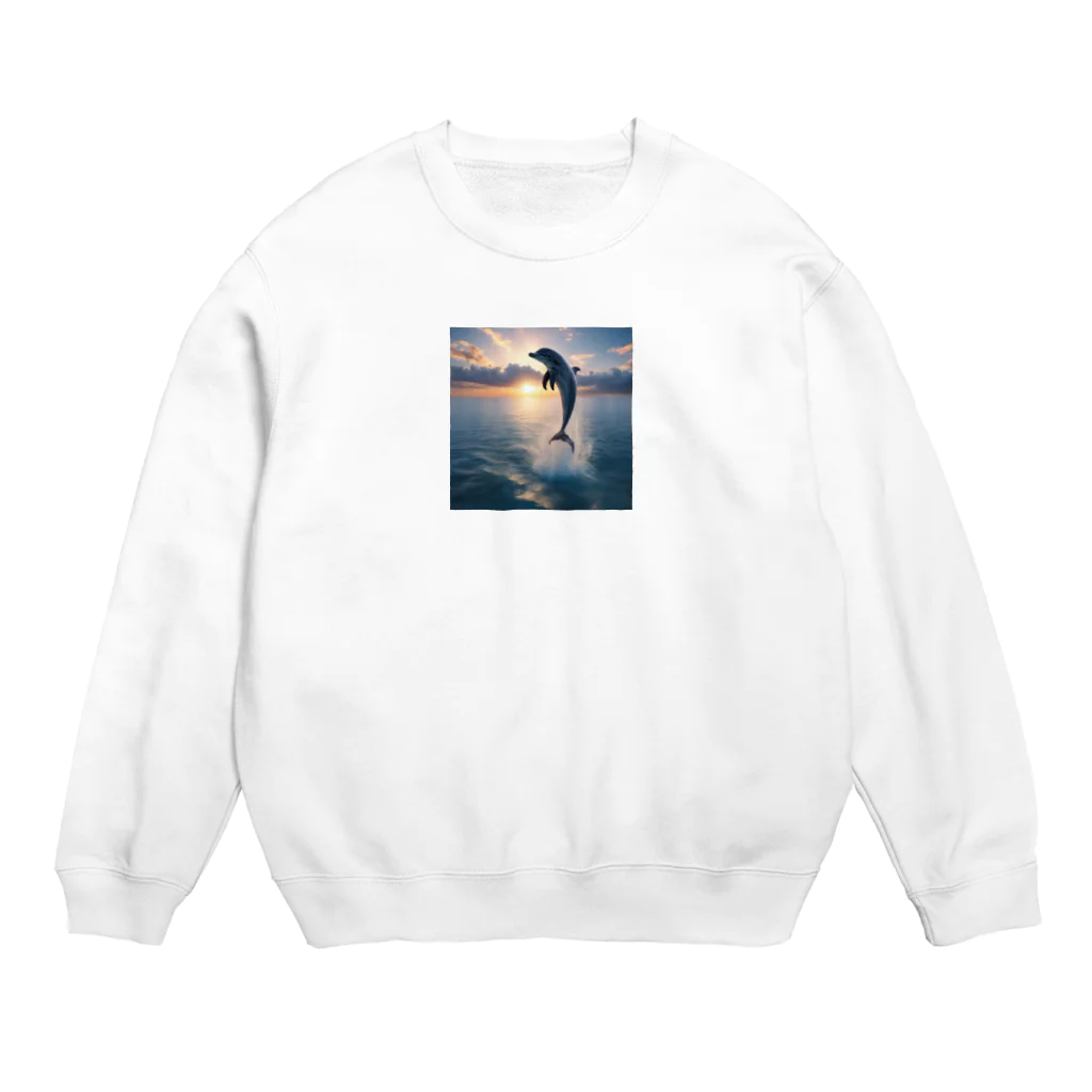 ai美女ショップの夕日とイルカ🐬🌅 Crew Neck Sweatshirt