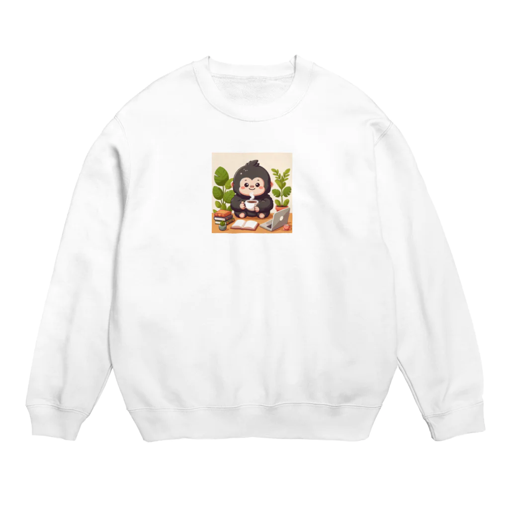 星パンダショップのほっこりコーヒーごりら君 Crew Neck Sweatshirt