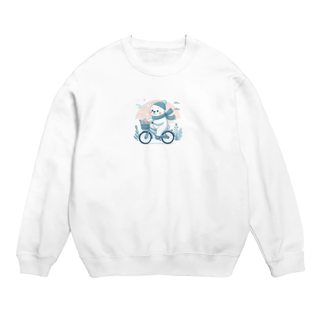 星パンダショップの自転車で駆け抜けてシロクマ Crew Neck Sweatshirt