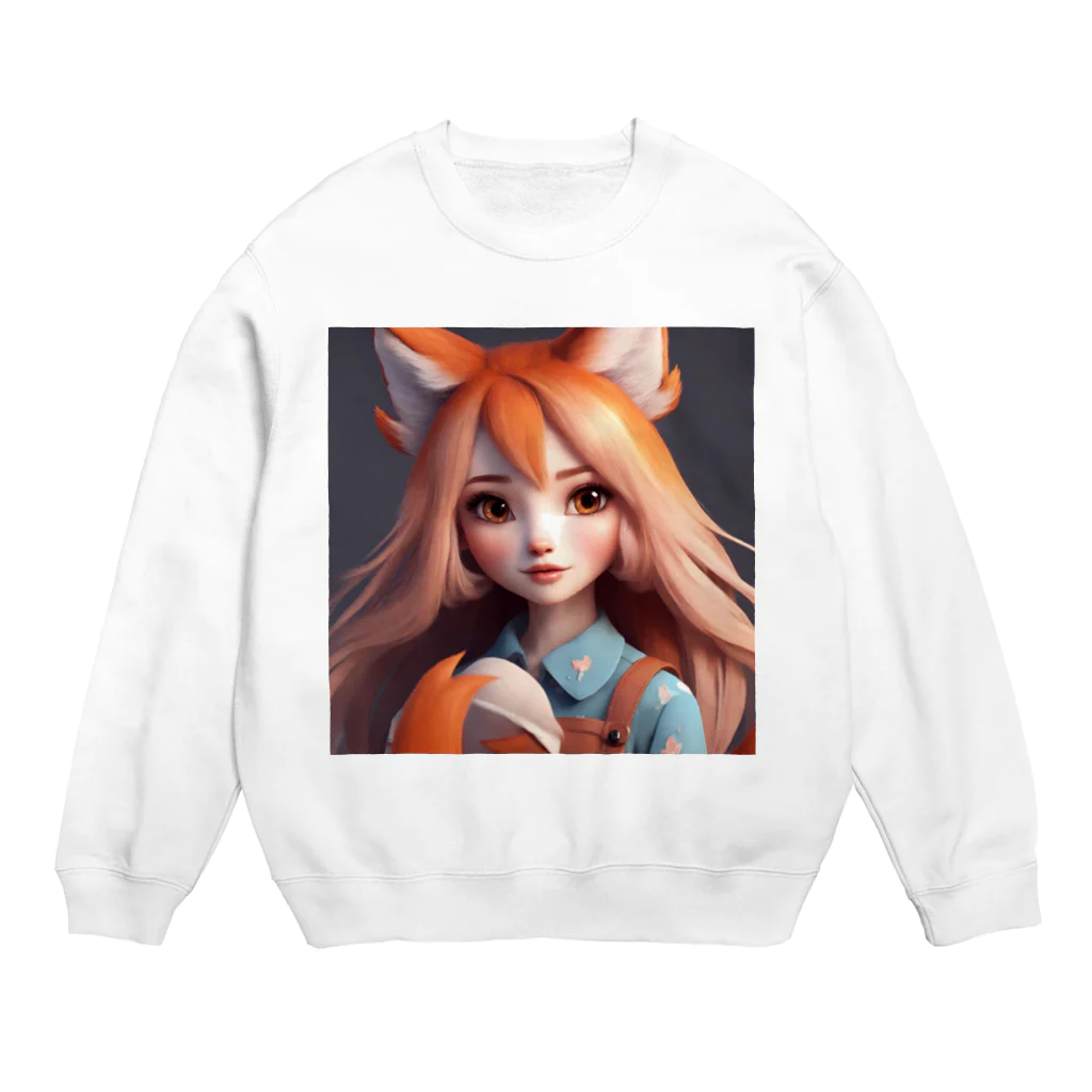 プリンゴブリンの北きつね子さん Crew Neck Sweatshirt