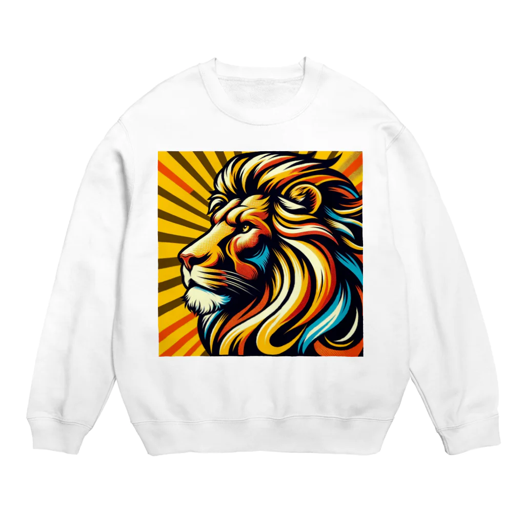 きりん𓃱のライオンポップアート Crew Neck Sweatshirt