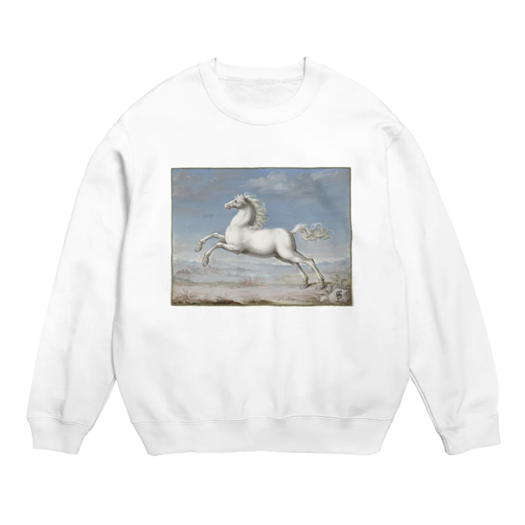 パブリックドメインさんのヨリス・フーフナーヘル　白馬　おしゃれ　 Crew Neck Sweatshirt