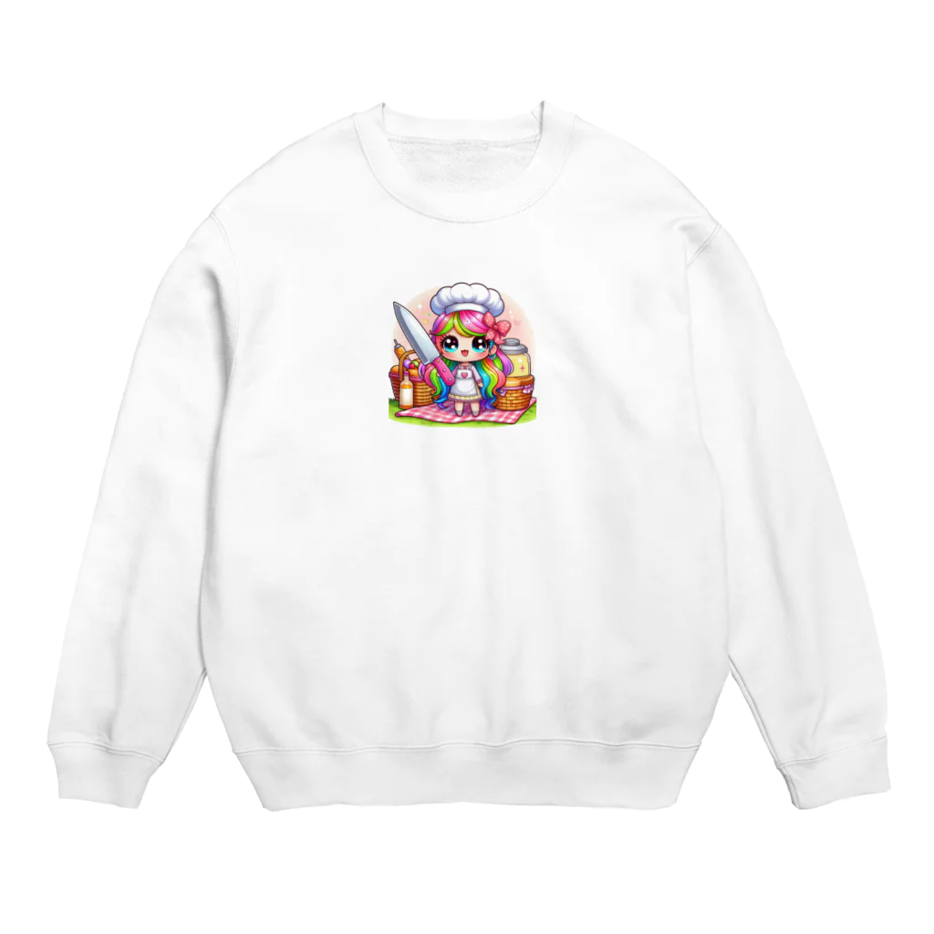 mitusan777の可愛い女の子が料理をしている様子が Crew Neck Sweatshirt