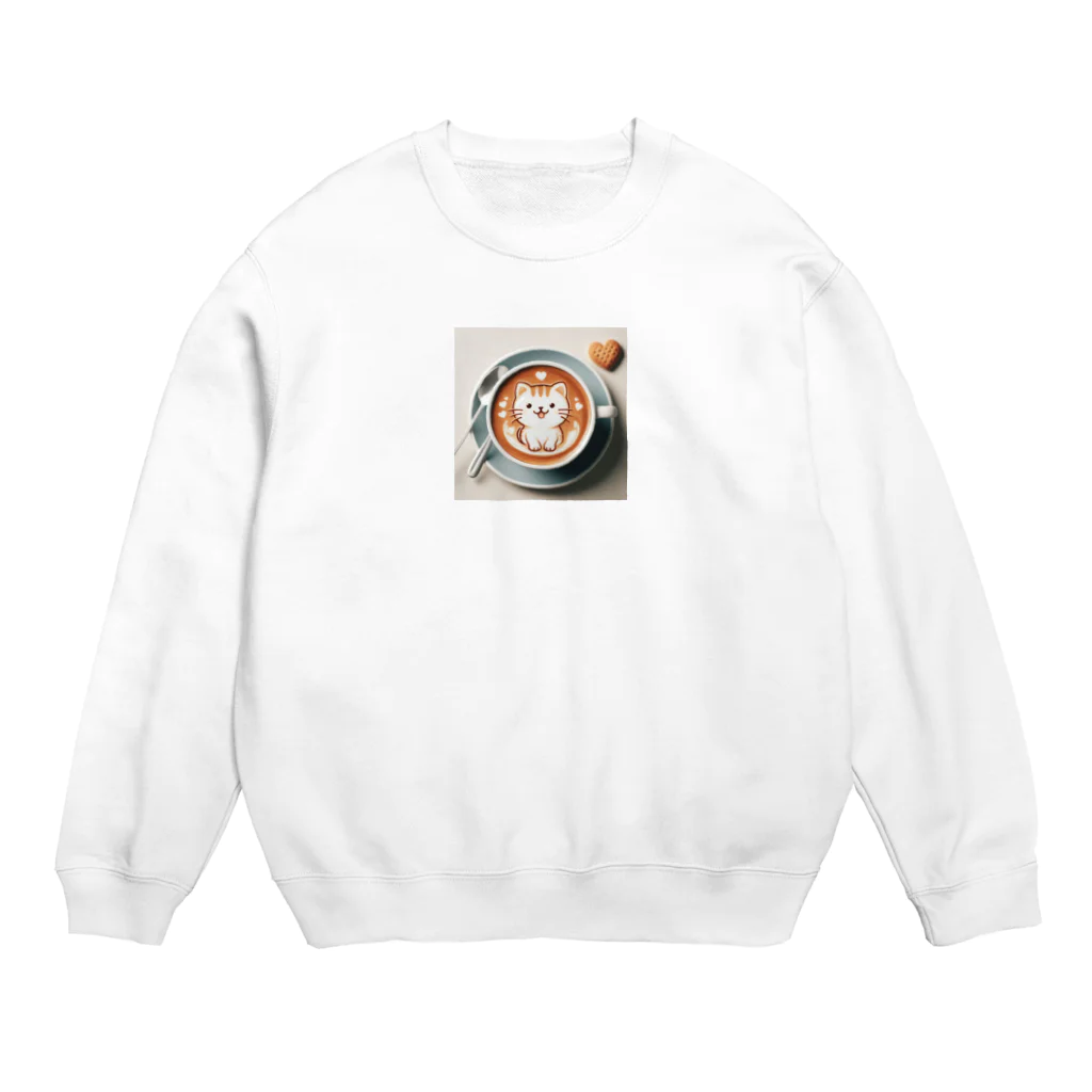 アニマルグッズストア　OPIのラテアートの猫 Crew Neck Sweatshirt