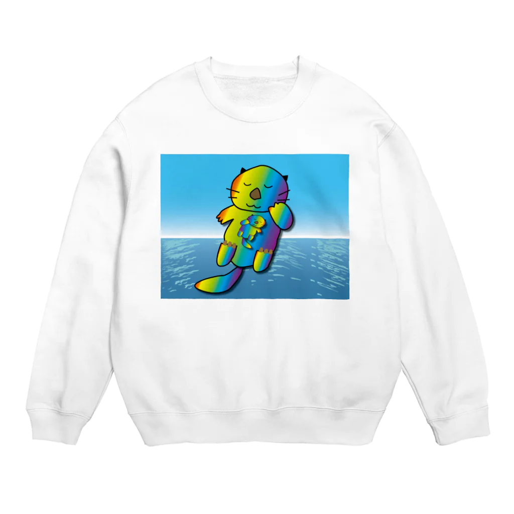 Drecome_Designの【レインボーカラー】おねんね海獺(ラッコ)親子 Crew Neck Sweatshirt