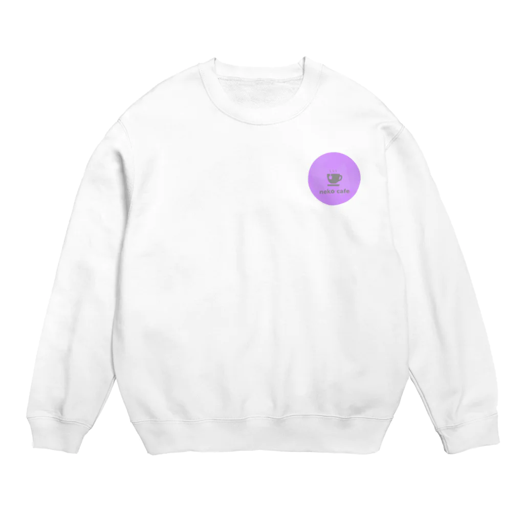 川上牧場のneko cafe（パープル）デザイン以来 Crew Neck Sweatshirt