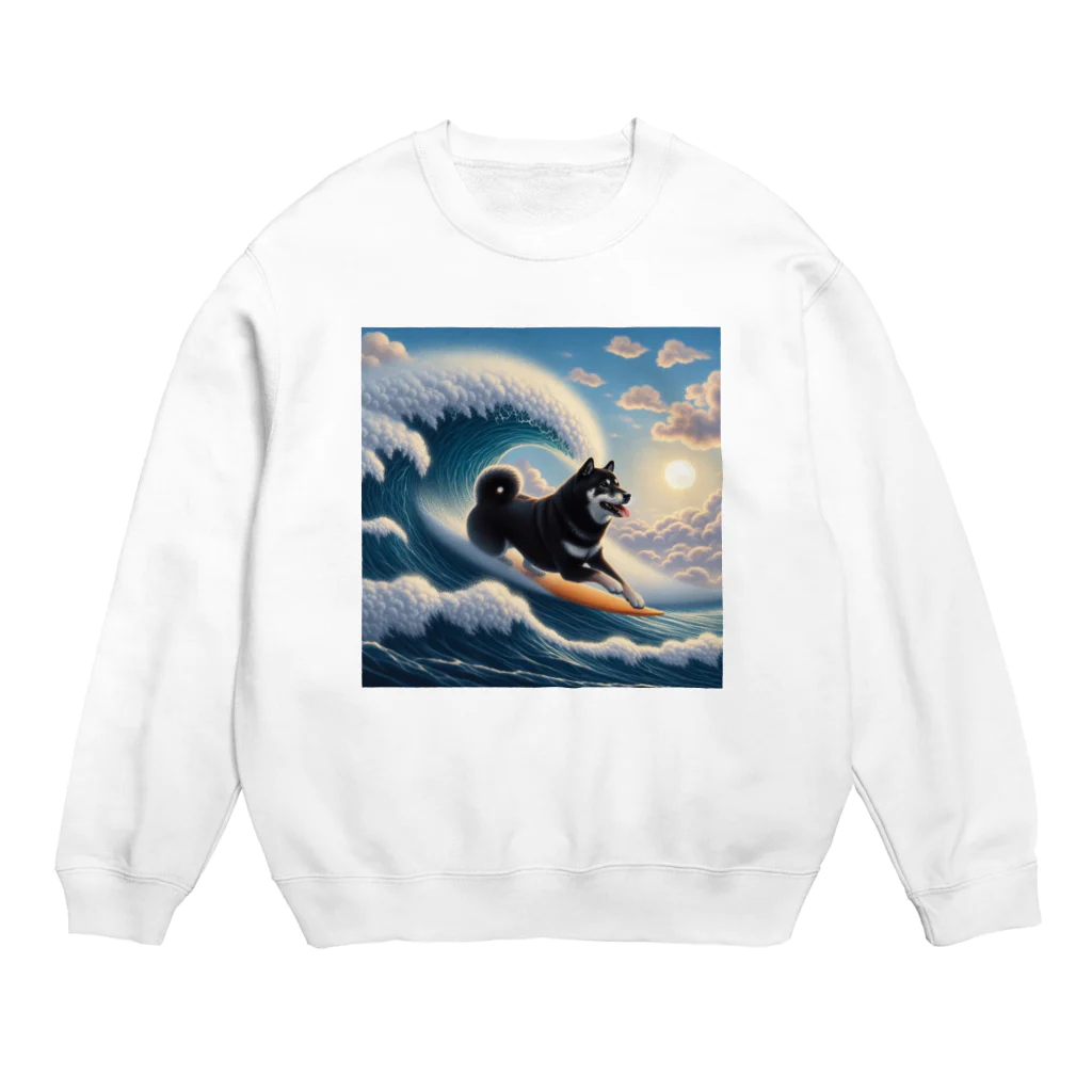 ANTARESの波乗り黒柴2 Crew Neck Sweatshirt