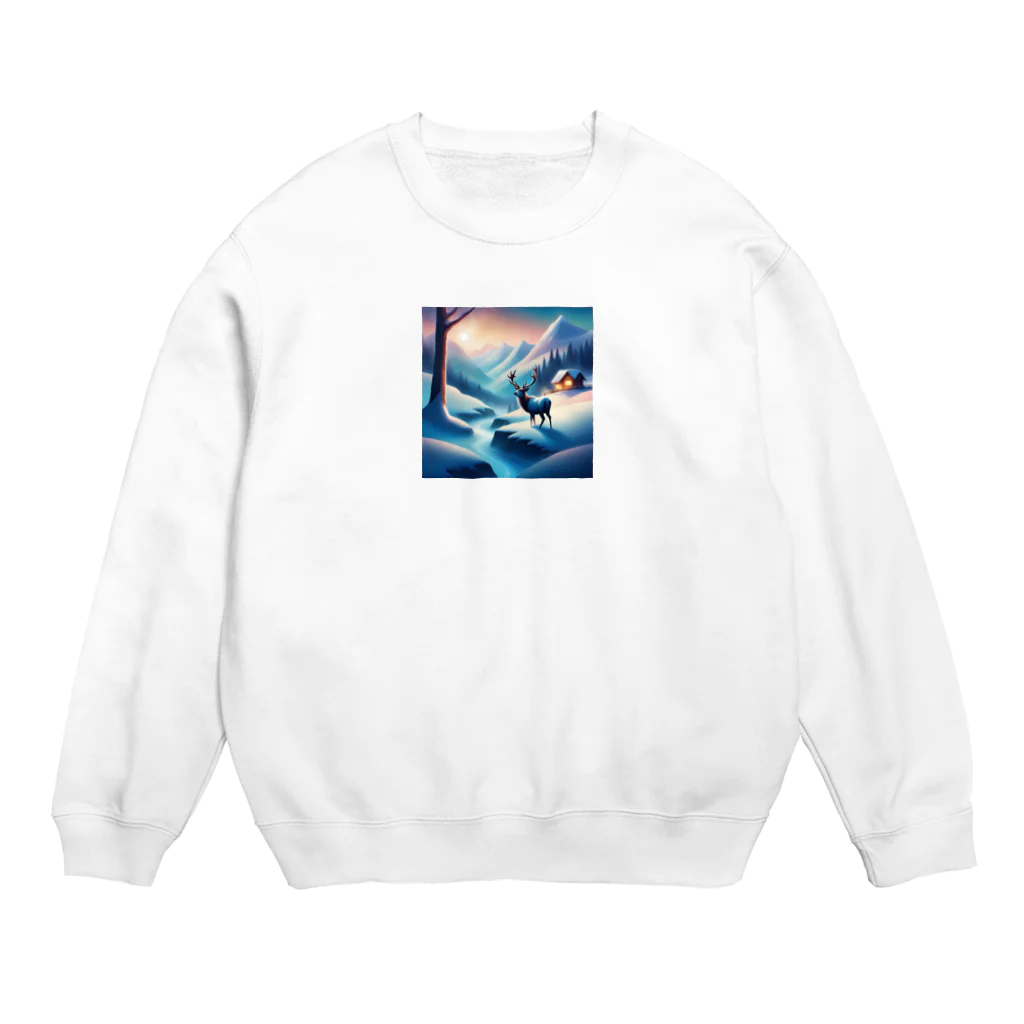 Passionista Lifestyle Emporium : 情熱的なライフスタイルエンポリウムの極光の冬景色とトナカイ Crew Neck Sweatshirt