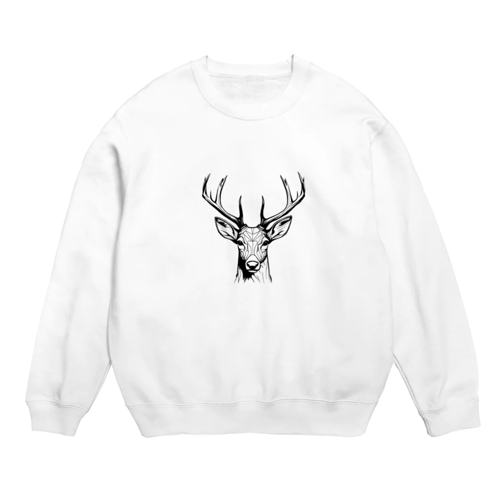 Matsue Hannaの正面を見つめる雄鹿 Crew Neck Sweatshirt