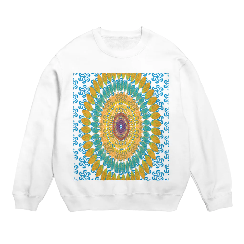 ロブ氏 イラストグッズ！の水辺に浮かぶひまわりの花 Crew Neck Sweatshirt