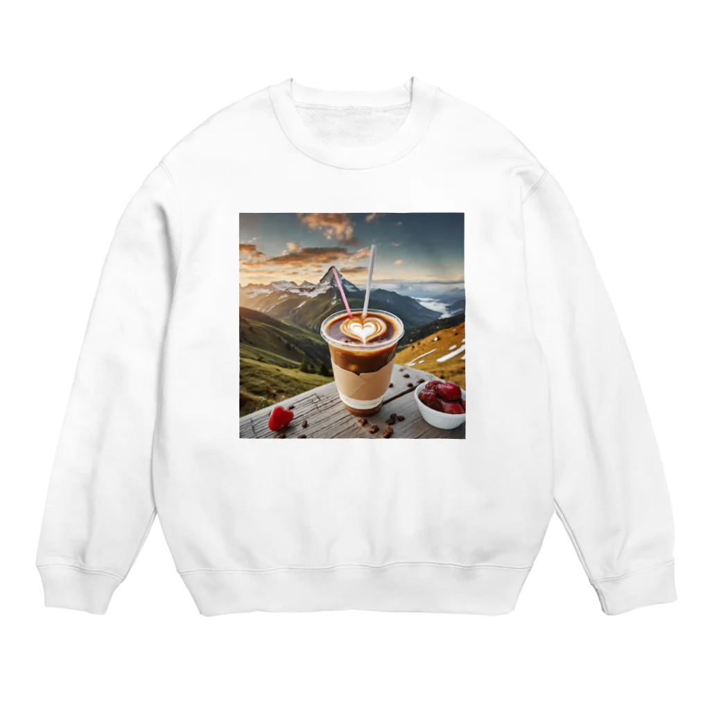 ねこねこねこんのアイスコーヒーハート Crew Neck Sweatshirt