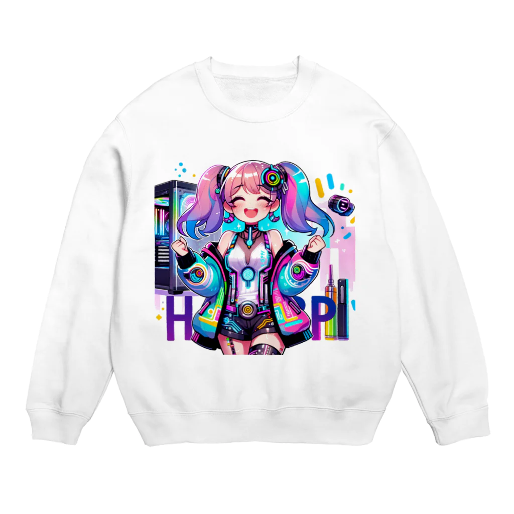 iSysのゲーミング少女ピーシースリー Crew Neck Sweatshirt