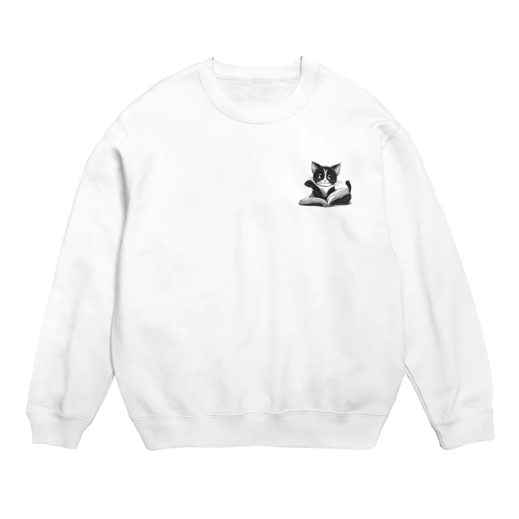 ruibuの勤勉ネコ Crew Neck Sweatshirt