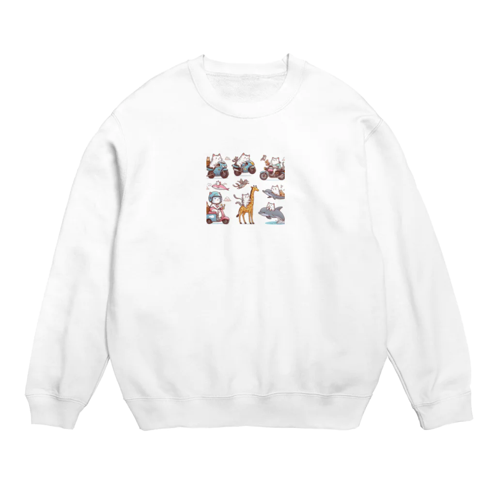 show0504の乗り物ネコ Crew Neck Sweatshirt