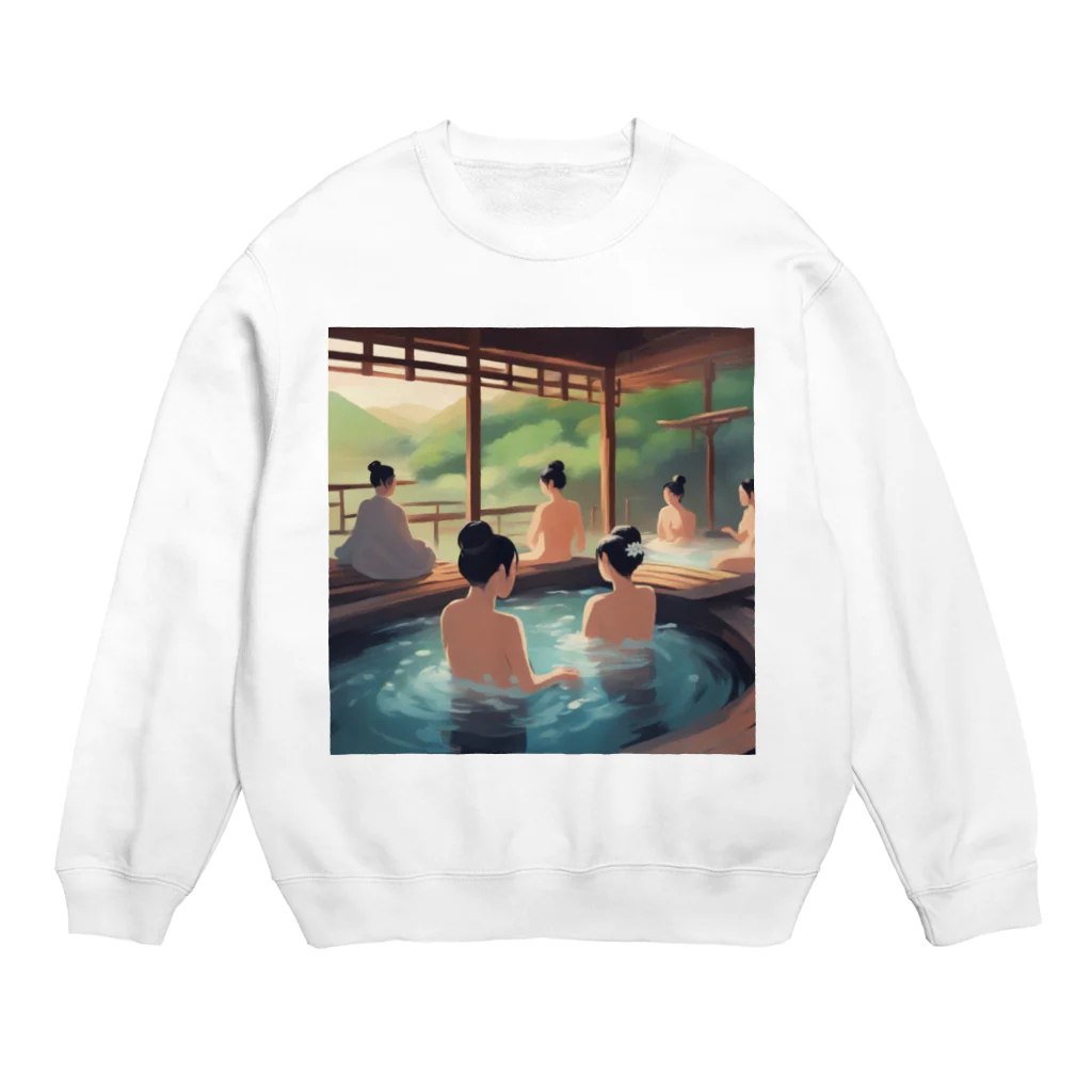 DH＋の江戸時代温泉地での湯治客 Crew Neck Sweatshirt