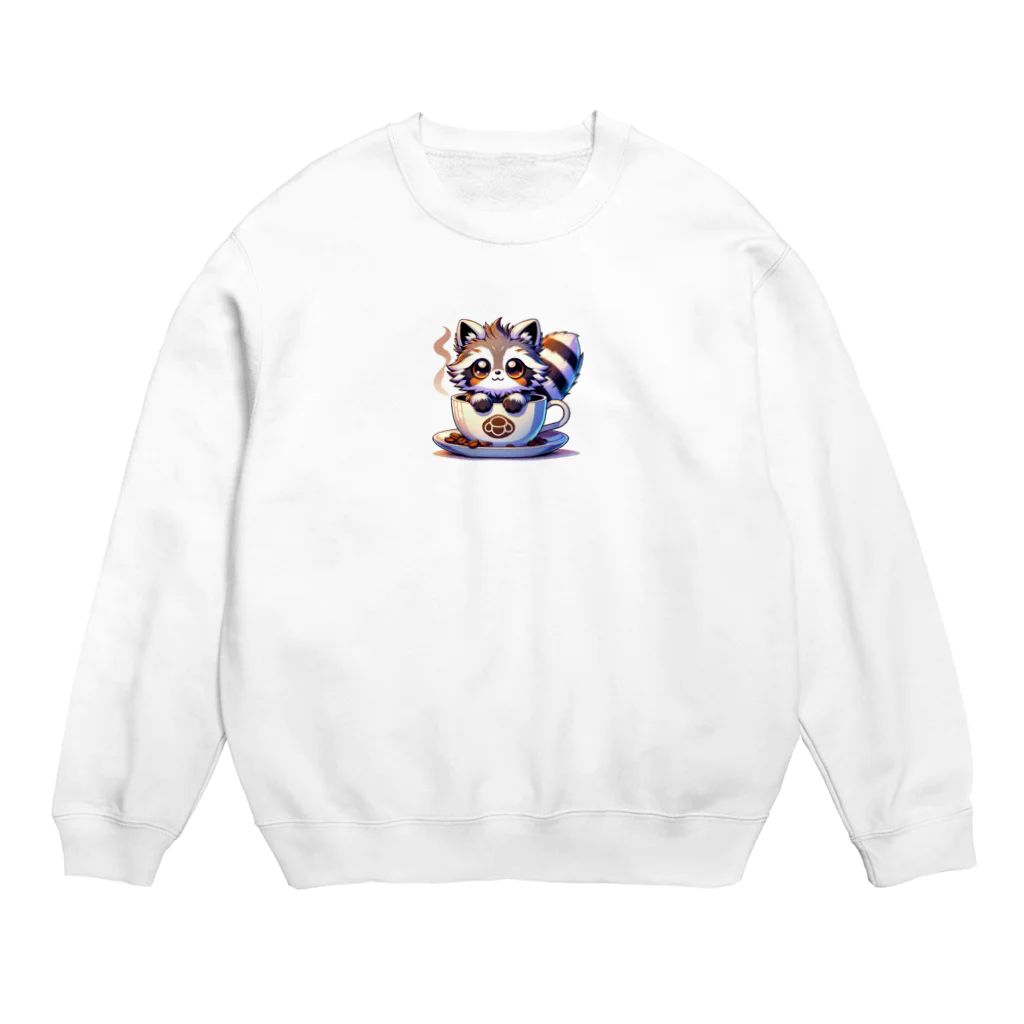 コウヘイのにゃんコーヒー タヌキ猫 Crew Neck Sweatshirt