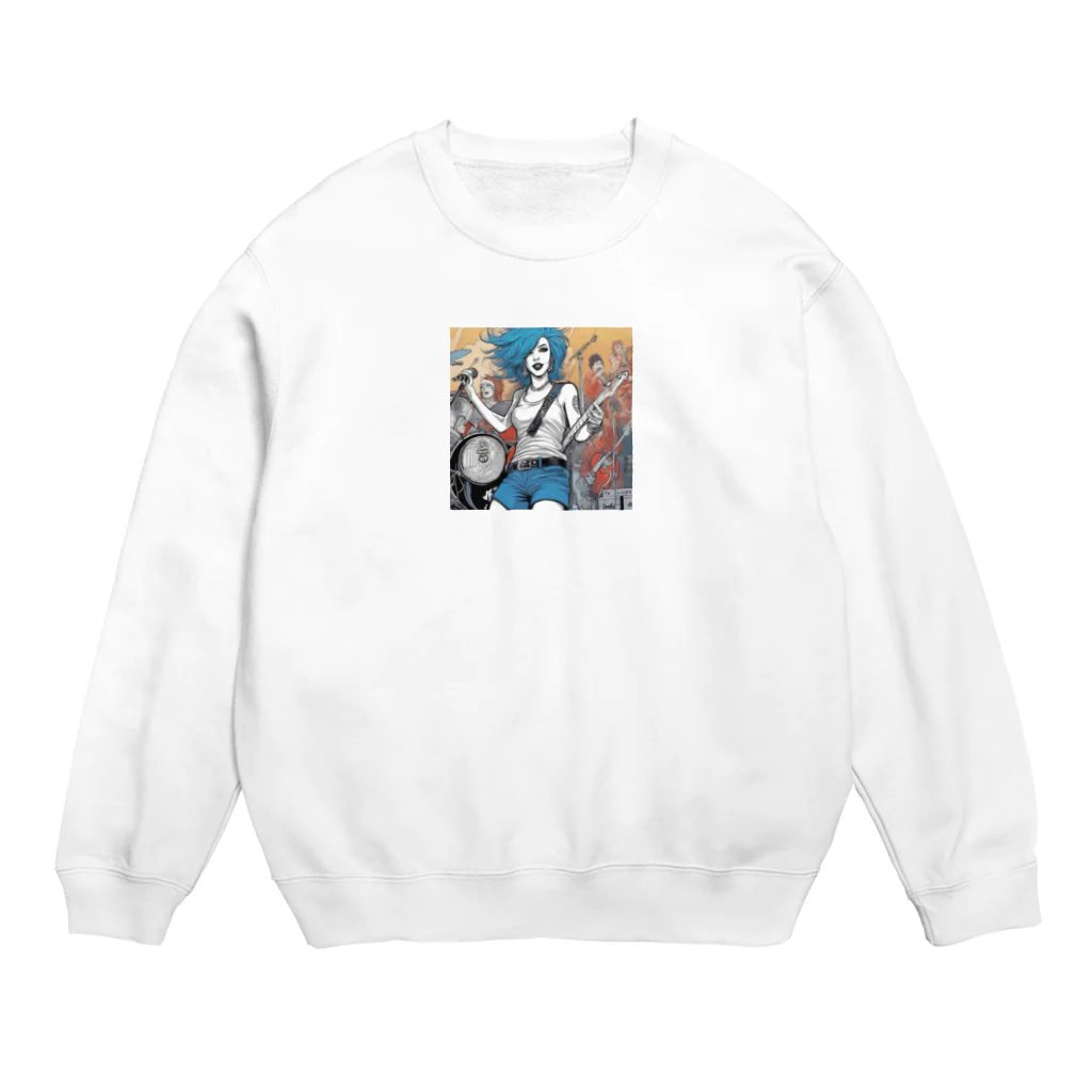 Kyon_IllustItemShopのロックシンガー Crew Neck Sweatshirt